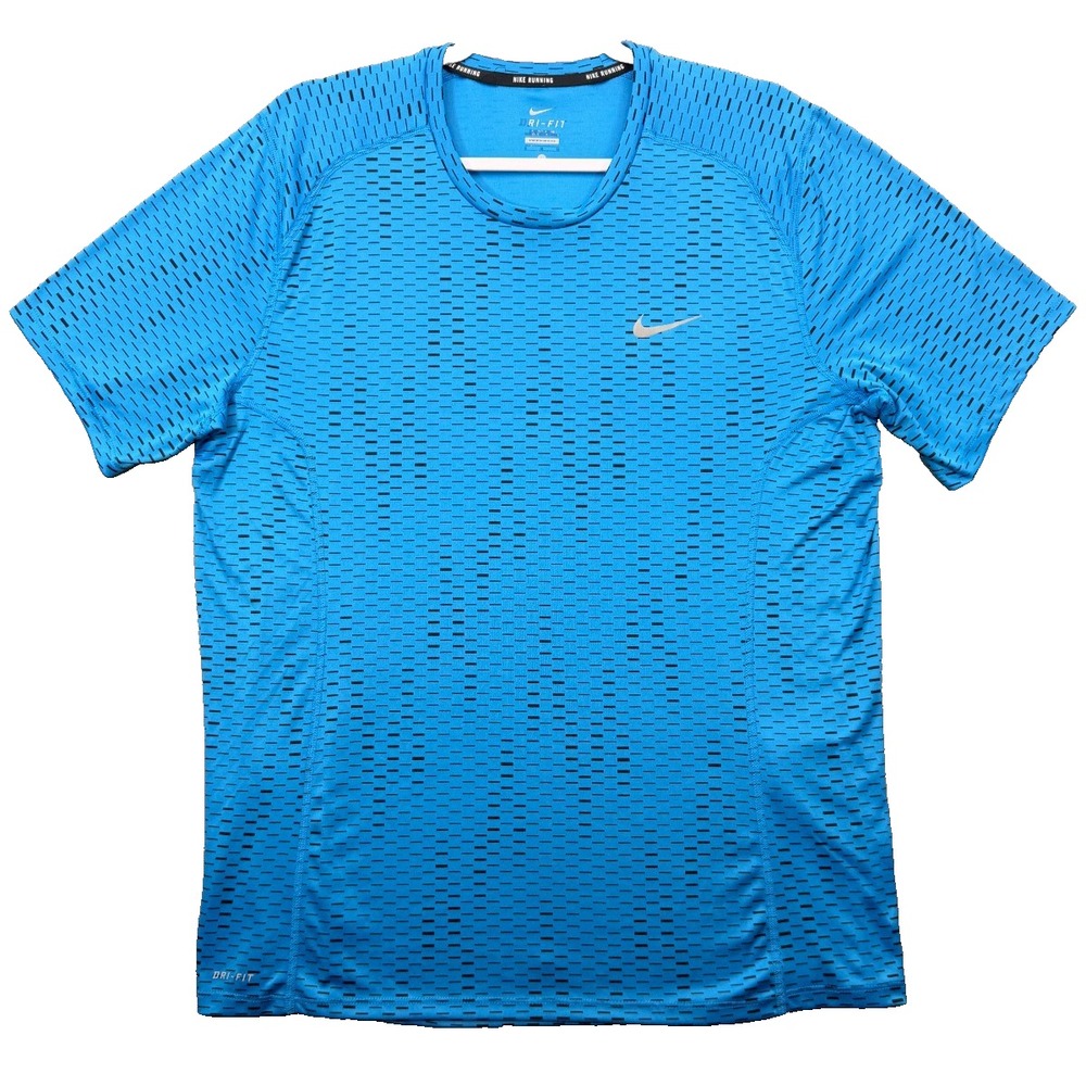 Nike Dri-FIT Miler Fuse Running Shirt Blue Short Sleeve 717803-406 | Men's Large